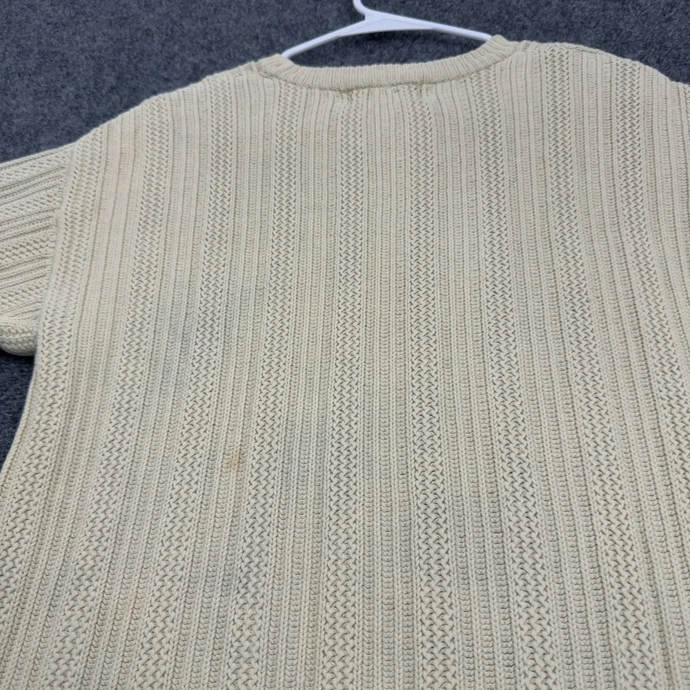Vintage Eddie Bauer Sweater Mens S Cream Cotton Ribbed‎ Cable Knit Gorpcore
